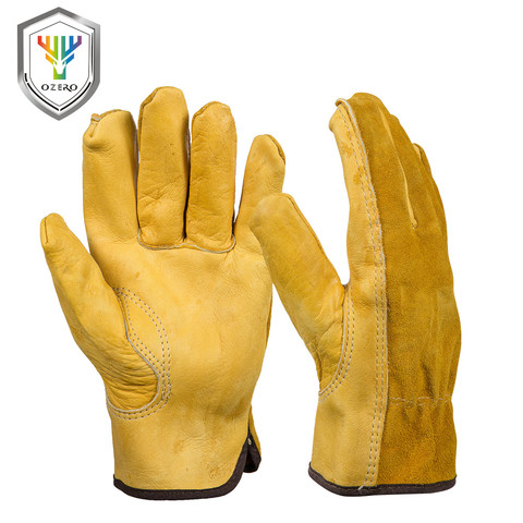 OZERO Men's Work Gloves Cowhide Driver Security Protection Wear Safety Workers Welding Moto Hunting Hiking Gloves For Men 1008 ► Photo 1/6