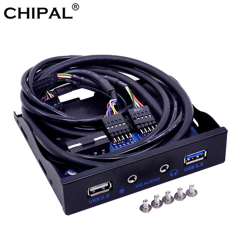 20Pin 4 Port USB 2.0 USB 3.0 Hub Front Floppy Panel HD Audio 3.5mm Earphone Jack Mic Interface for Desktop 3.5 Inch Floppy Bay ► Photo 1/1