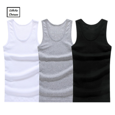 3pcs/lot Cotton Mens  Underwear Sleeveless Tank Top Solid Muscle Vest Undershirts O-neck Gymclothing T-shirt men's vest ► Photo 1/6