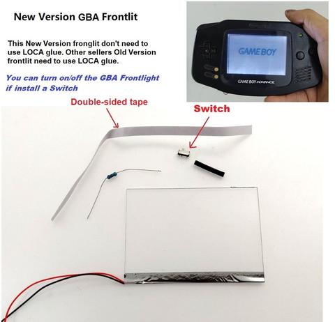 New Version Frontlit Frontlight Front Light Kit For GameBoy Advance For GBA ► Photo 1/4