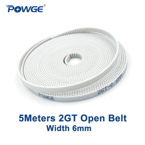 POWGE 5Meters PU 2GT Open Timing belt 2GT-6 width 6mm polyurethane Steel GT2 synchronous belt for Small backlash 3D printer ► Photo 1/6