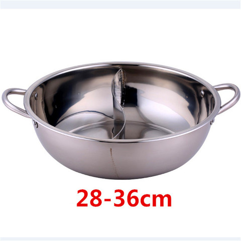 28-30cm Stainless Steel 1.5mm 2 lattice Thick Double Ear Soup Cooker Hot Pot Twin Divided Cookware dish plate induction cooker ► Photo 1/5
