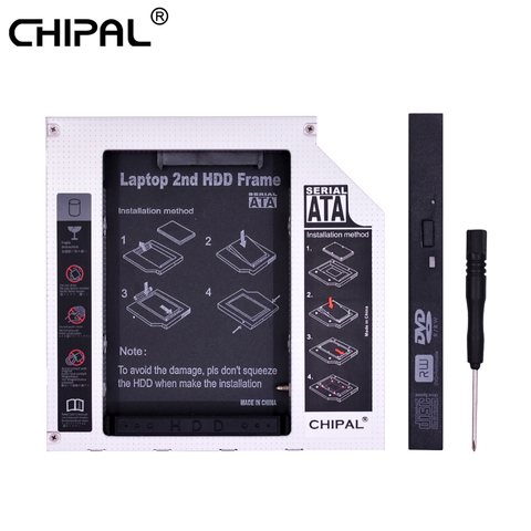 CHIPAL Chip PATA IDE to SATA 3.0 12.7mm 2nd HDD Caddy for 2.5 '' SSD Hard Drive Case Enclosure for Laptop DVD-ROM CD ROM OptiBay ► Photo 1/6
