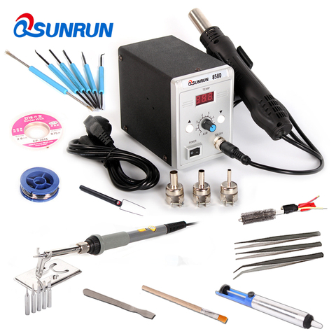 Qsunrun 858D 110V / 220V 700W ESD Soldering Station LED Digital Solder Iron Hot Air Gun With Free Gifts For Welding Repair ► Photo 1/6