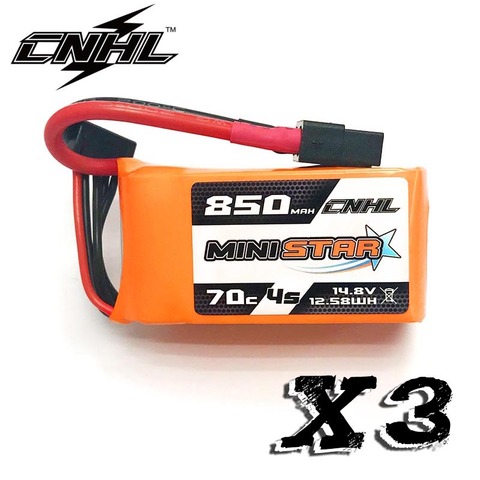 3PCS CNHL MiniStar 850mAh 14.8V 4S 70C Lipo Battery With XT60 Plug ► Photo 1/4