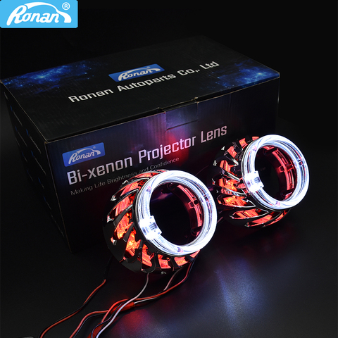2.5'' spiral double LED Integrated Shrouds White blue red angel Eye Masks DRL for Bi-xenon Bi-led Projector Lens Shrouds ► Photo 1/6