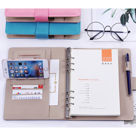 A5 B5 business handmade PU leather notebook lined spiral paper hardcover diary journal  week planner agenda organizer binder ► Photo 1/5