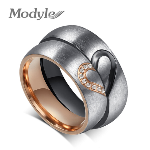 Modyle 2022 New Fashion Love Heart Couple Rings for Women Men Wedding Engagement CZ Ring Unique Fine jewelry ► Photo 1/6