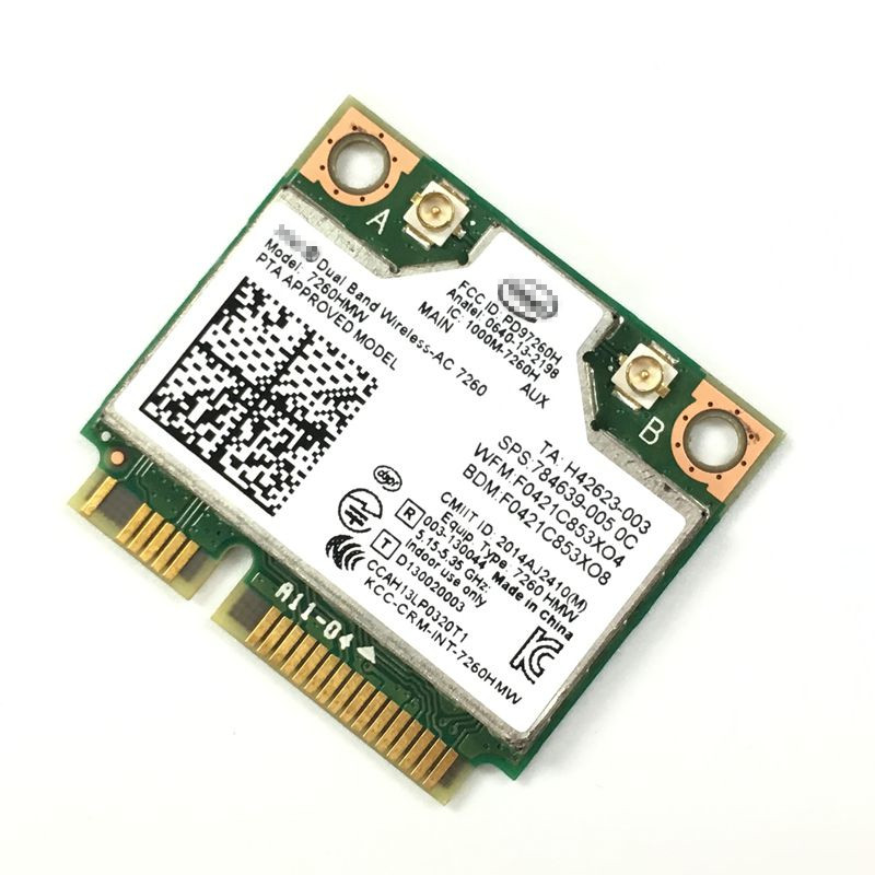 Bluetooth 4.0 Card Intel Network 7260HMW WiFi Wireless-AC Dual Band 2x2 867Mbps 