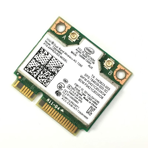 intel 7260 intel AC 7260 INTEL  7260AC  7260HMW  802.11ac Wireless AC +Bluetooth BT4.0 wireless wifi Half Mini PCI-E card ► Photo 1/4