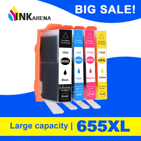 INKARENA Compatible Printer Ink Cartridges for HP 655 Ink Cartridge Deskjet Ink Advantage 3525 4615 4625 5525 6520 6525 Printer ► Photo 1/6