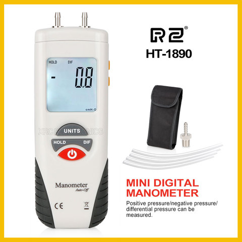 RZ Digital Manometer air pressure meter Portable pressure gauge  Kit 55H2O to +55H2O Data Hold medidor presion HT-1890 ► Photo 1/6