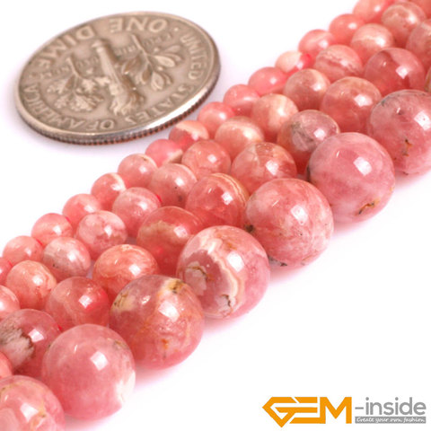 AAA Grade Round Genuine Pink Argentina Rhodochrosite Precious Stone Beads Natural Stone DIY Loose Beads For Jewelry Making 15