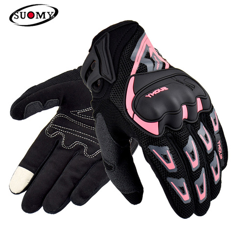 Suomy Summer Breathable Motorcycle Gloves Full Finger Motorbike Equipment Women Men Pink ATV Rider Sports Protect Glove Guantes ► Photo 1/6