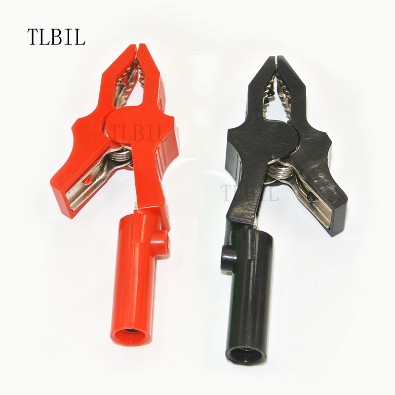 2Pairs Insulated Alligator Red+Black Clips Connector Clamps Testing Probe 