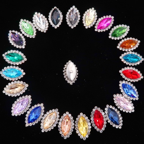 7*15mm glass crystal with rhinestones in Silver claw settings Marquise Navette shape Sew on rhinestone wedding dress diy ► Photo 1/2