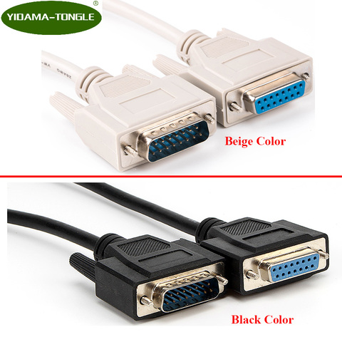 DB15 male to female parallel extension cable 15pin 2 rows pinout black beige color optional 1.5m ► Photo 1/6