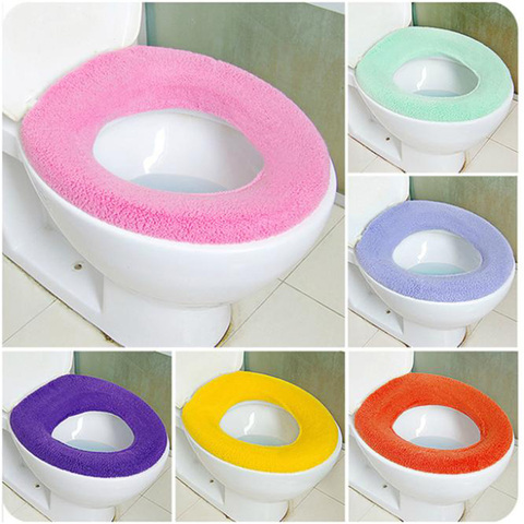 Hot Sale 1pcs Warm Soft Plush Toilet Seat Cover Bathroom Comfortable Toilet Seat Cover Cushion Washable Color Random ► Photo 1/6