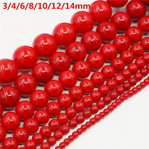Wholesale 3/4/6/8/10/12/14/16mm  Red Shell Pearl Round Loose Beads For Jewelry Making Choker Making Diy Bracelet Jewellery ► Photo 1/6