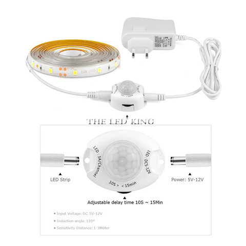 LED Under Cabinet Lights Motion Sensor LED Strip Lamp SMD2835 Kitchen Bedroom Closet Stair night light 12V 2A Power Adapter ► Photo 1/6