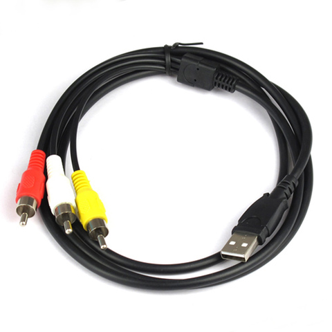 USB Male To 3 RCA Female Adapter Cable - 28cm Audio/Video Converter For HDTV & Devices