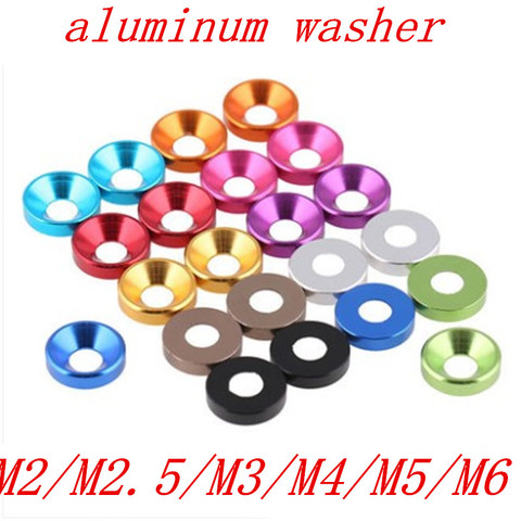 20pcs/lot aluminum washer m2 m2.5 M3 M4 M5 M6 colourful Anodized Countersunk Head Bolt Washers Gasket ► Photo 1/1