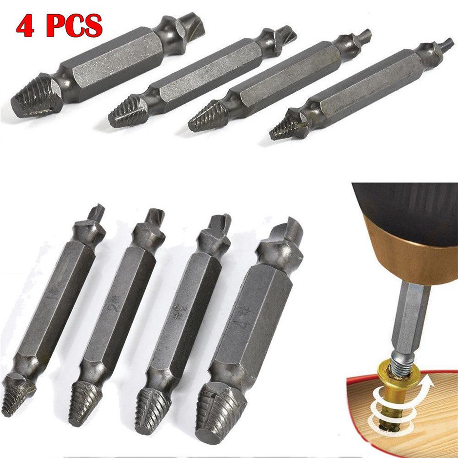 4pcs Damaged Stripped Broken Screw Extractor Drill Bits Easy Out Bolt Remover 