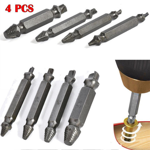 4Pcs Damaged Screw Extractor Speed Out Drill Bits Tool Set Broken Bolts Remover 
