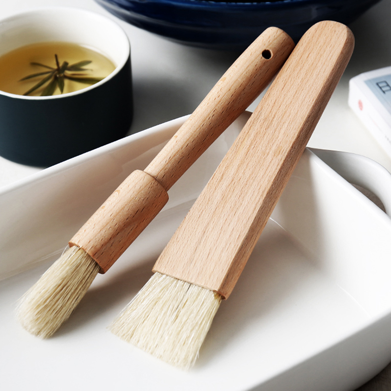 2Pcs Kitchen Oil Brushes Basting Brush Wood Handle BBQ Grill