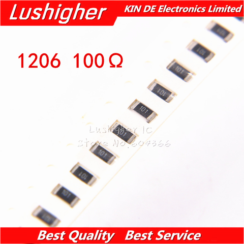 100PCS 1206 SMD Resistor 1% 100 Ohm 101 100ohm 100R ► Photo 1/2