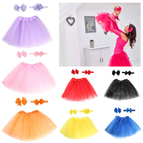 Baby Girl Tulle Tutu Skirt and Headband Hair Clip Sets Newborn Photography Props Newborn Baby Birthday Gift 13 Colors ► Photo 1/6