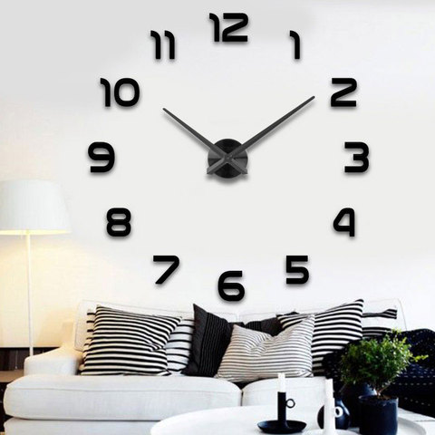 fashion Digital Large wall clock personalized big wall clock 3d diy clock  Acrylic mirror Stickers Quartz Modern Home Decoration ► Photo 1/6