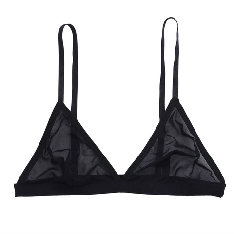 Black Bra Women Mesh Semi Sheer Hollow Out Adjustable Straps Wire-free  Bralettes Female Soft Breathable Underwears Lady ► Photo 1/6