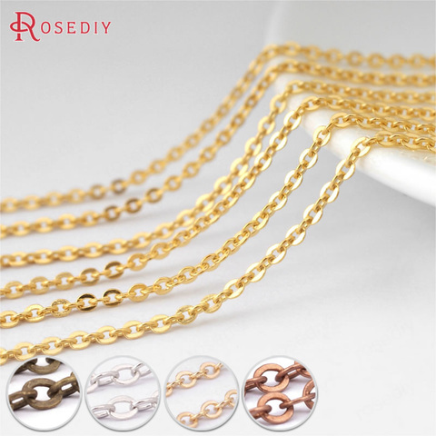(8470)5 Meters Chain width:1MM 1.5MM 2MM 2.8MM Copper Flat Oval Shape Chains Oval Link Necklace Chain Diy Jewelry Accessories ► Photo 1/6