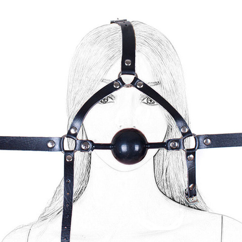 camaTech 48mm Silicone Big Ball Gag Mask Leather Head Harness Bondage with Open Mouth Gag Ball Restraints Oral Fixation Sex Toys ► Photo 1/6