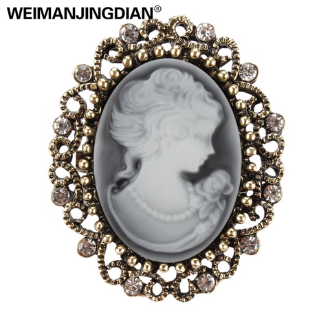 WEIMANJINGDIAN Brand Factory Direct Sale Vintage Queen's Cameo Brooch Pins for Women in Antique Gold color ► Photo 1/6