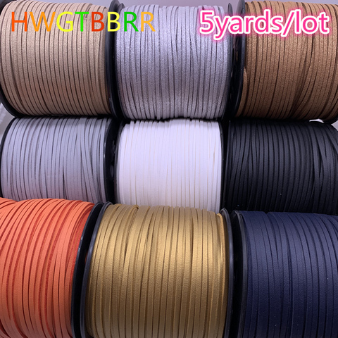 New 5yards/lot 3mm Flat Faux Suede Braided Cord Korean Velvet Leather Handmade Beading Bracelet Jewelry Making String Rope ► Photo 1/6