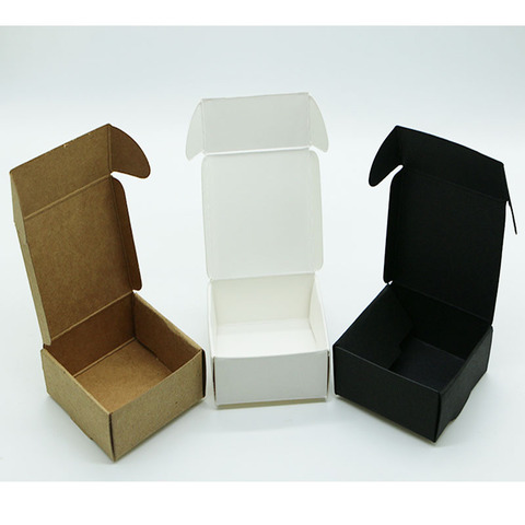 10pcs 11 sizes small kraft paper packaging box, black white paper cardboard gift boxes for jewelry,mini brown paper soap box ► Photo 1/6