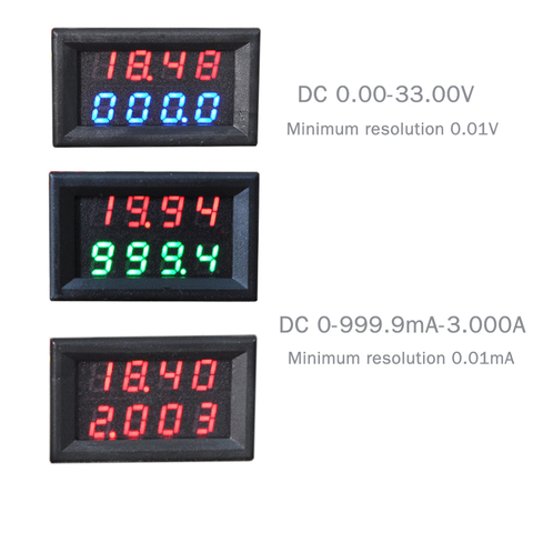 4 Bit 0-33V 3A DC Voltmeter Ammeter Digital LED Dual Display Amp Volt meter High Quality High-precision Minimum resolution 0.1MA ► Photo 1/5