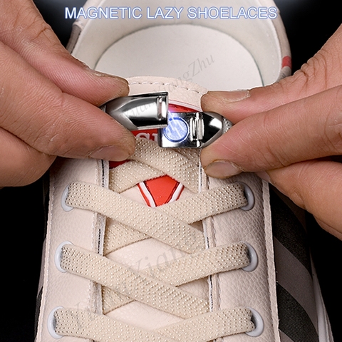 1Pair Elastic Magnetic 1Second Locking ShoeLaces Creative Quick No Tie Shoe laces Kids Adult Unisex Shoelace Sneakers Shoe Laces ► Photo 1/6