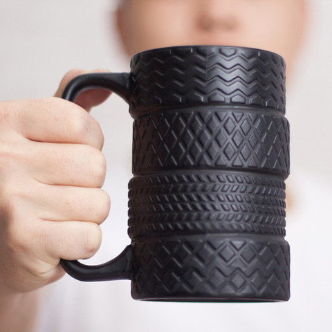 350ml Creative Tire Ceramic Mug Large Capacity Porcelain Coffee Milk Tea Black Cups Novelty Gifts ► Photo 1/6