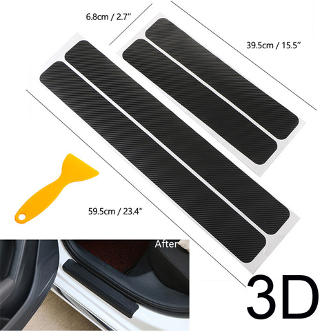 4Pcs Car Door Sill Protector Door Sill Scuff Plate Carbon Fiber Stickers Cover Door Anti Scratch for Cars SUV Truck Pickup ► Photo 1/6