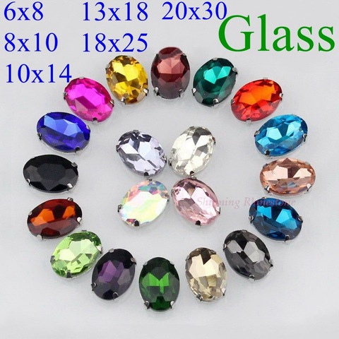 Oval Shape Glass Rhinestones With Claw Sew On Crystal Stone Strass Diamond Metal Base Buckle For Clothes ► Photo 1/6