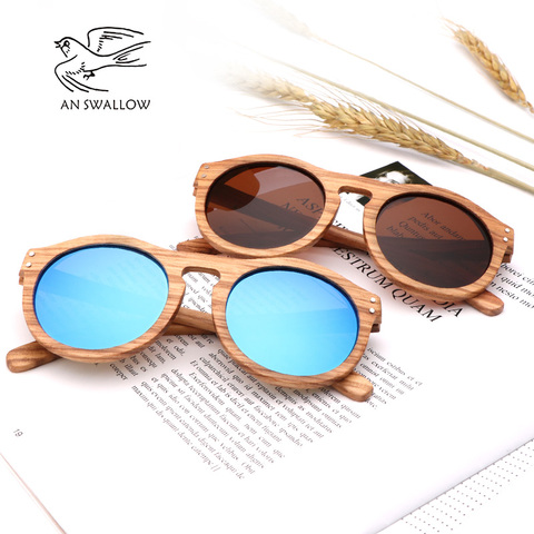 New zebra wood retro style sunglasses men and women sunglasses round vertebra shape frame UV400TAC lens Oculos Gafas ► Photo 1/6