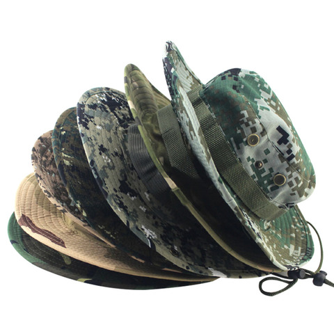 Fashion Military Camouflage Bucket Hats Jungle Camo Fisherman Hat with Wide Brim Sun Fishing Bucket Hat Camping Caps cotton caps ► Photo 1/6