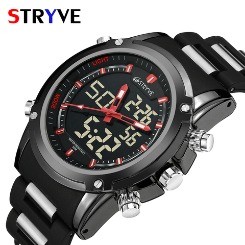 Top Men Watches Luxury Brand Stryve Quartz LED Dual Time Clock Sports Waterproof Men Army Military Wrist Watch Relogio Masculino ► Photo 1/1