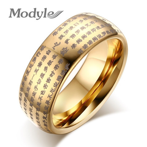 Modyle 2022 New Gold-Color Buddhist Dome Ring for Mens Woman 8MM Tungsten Carbide Ring ► Photo 1/6