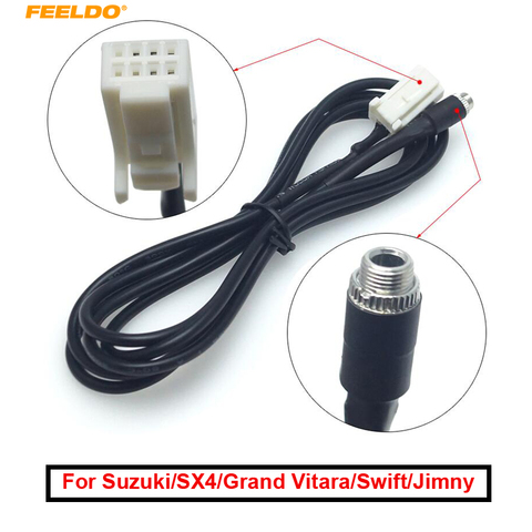 FEELDO 1Pc Car Audio 3.5mm Female To AUX-IN Wire Cable Adapter for Suzuki SX4 Grand Vitara Swift Jimny Extension Plug Wiring ► Photo 1/5