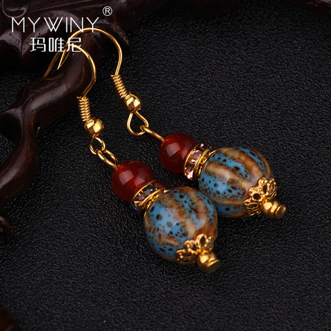 New Ethnic jewelry dangle earrings,ceramic earrings brand handmade vintage earrings,Chinese wind ceramics  earrings ► Photo 1/6