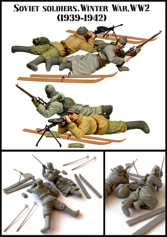 1/35 Resin Figures  Model Kit-C219 WW2 SOVIET .SOLDIERS.WINTER Unassembled unpainted ► Photo 1/2